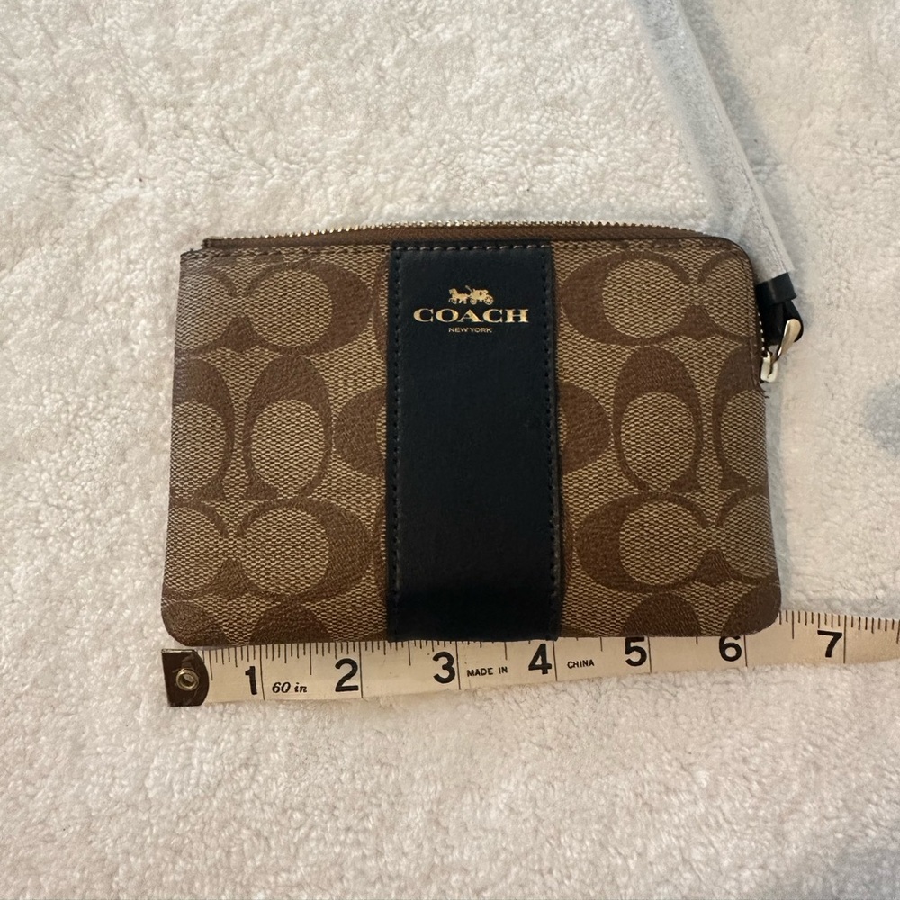 Coach Wallet Corner Zip Navy/tan